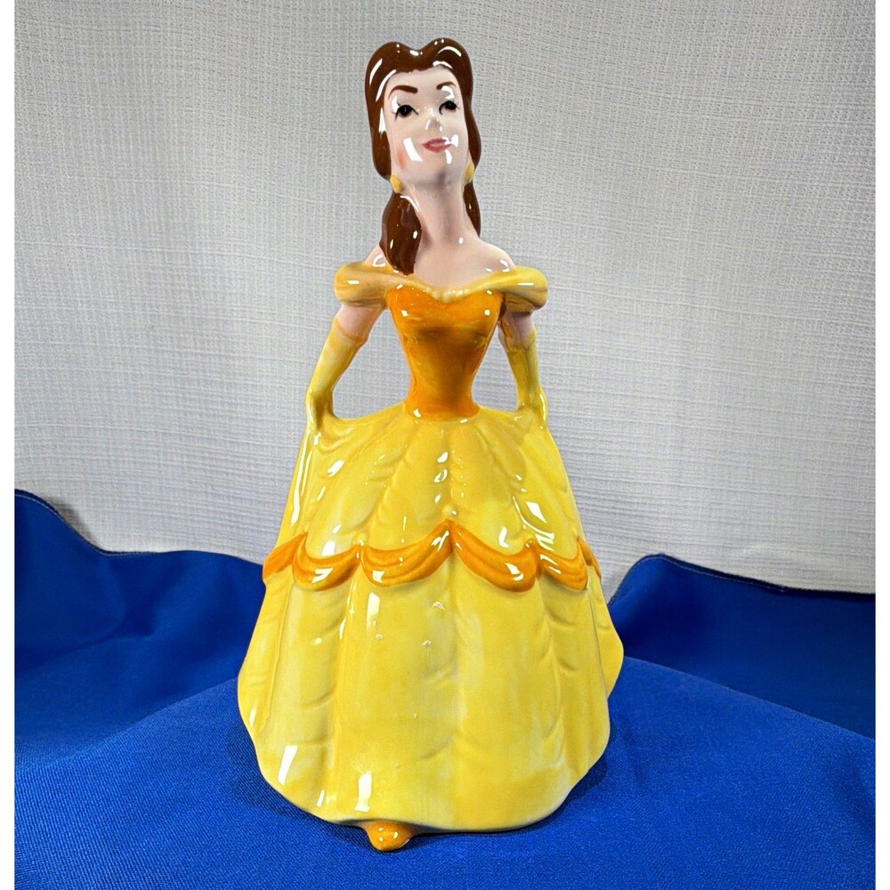 Vintage Disney Belle Porcelain Figurine Beauty and the Beast Yellow Dress 6.5"